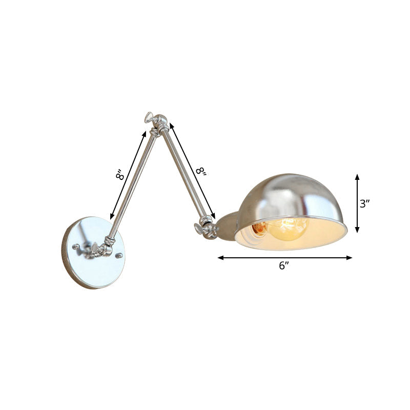 Avtoit | Curved Metal Wall Light Industrial Style 1 Light Bedroom Wall Lamp with Swivel Arm in Chrome