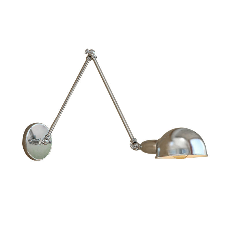 Avtoit | Curved Metal Wall Light Industrial Style 1 Light Bedroom Wall Lamp with Swivel Arm in Chrome
