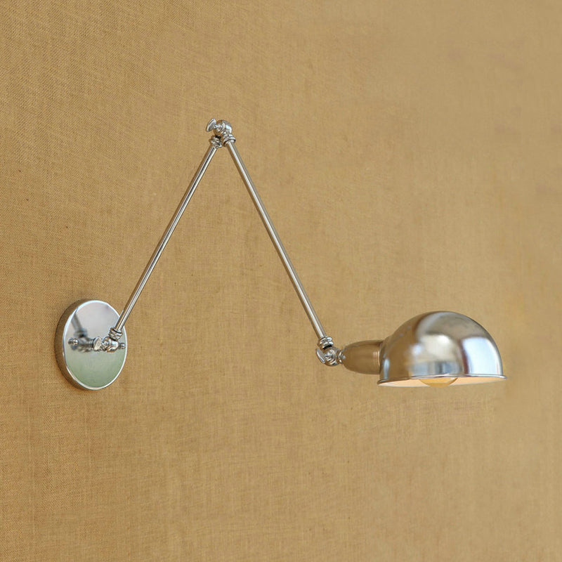 Avtoit | Curved Metal Wall Light Industrial Style 1 Light Bedroom Wall Lamp with Swivel Arm in Chrome