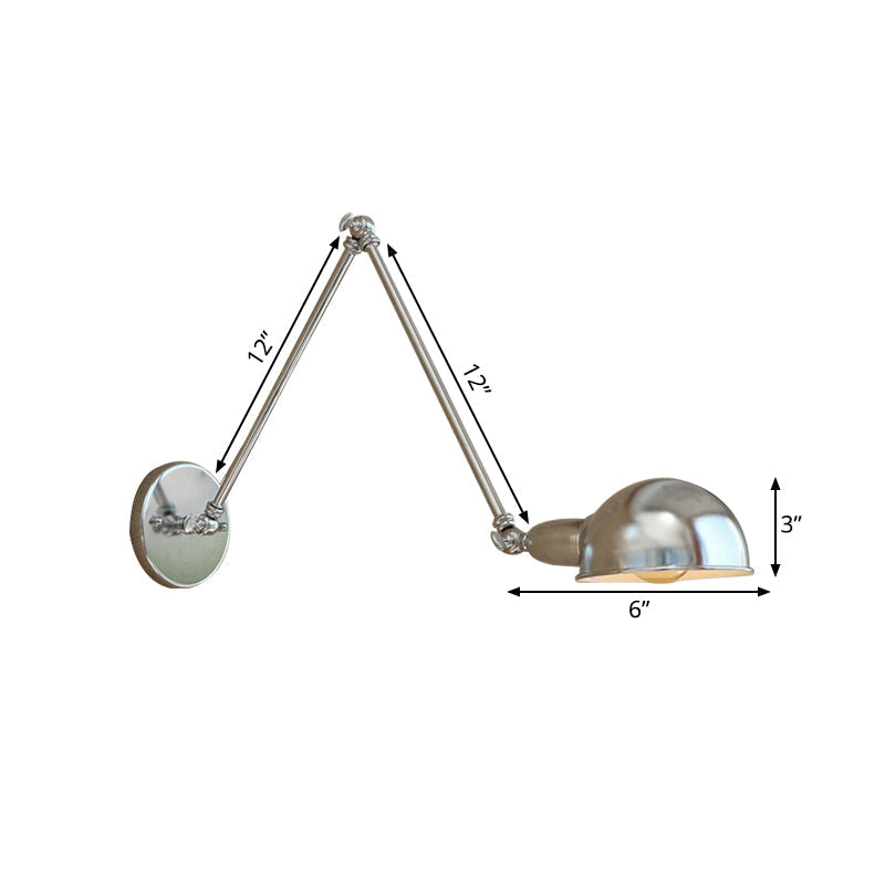 Avtoit | Curved Metal Wall Light Industrial Style 1 Light Bedroom Wall Lamp with Swivel Arm in Chrome