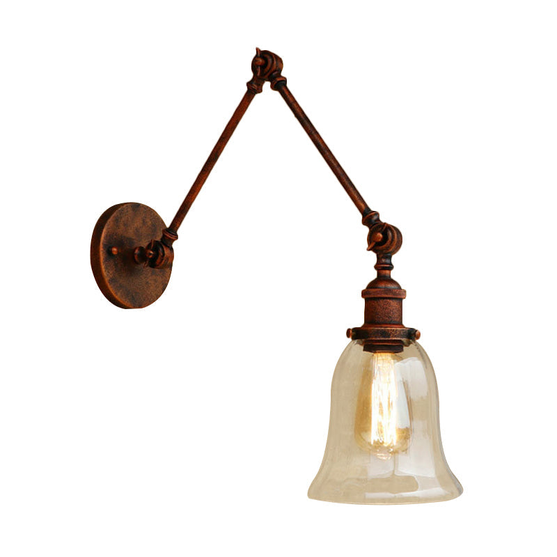 Avtoit | Expansive Bedroom Wall Light Retro Style Clear Glass 1 Light Rust Wall Lamp