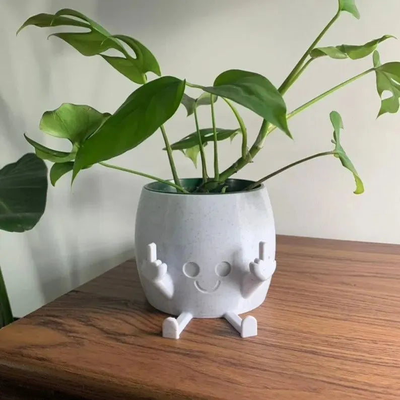 Avtoit | Smiling Plant Pot with Middle Fingers Up