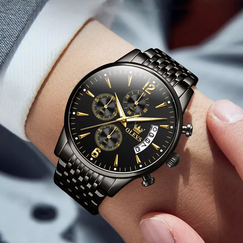 Avtoit | Luxury Gold Three-Eye Chronograph Dial Automatic Mechanical Watch