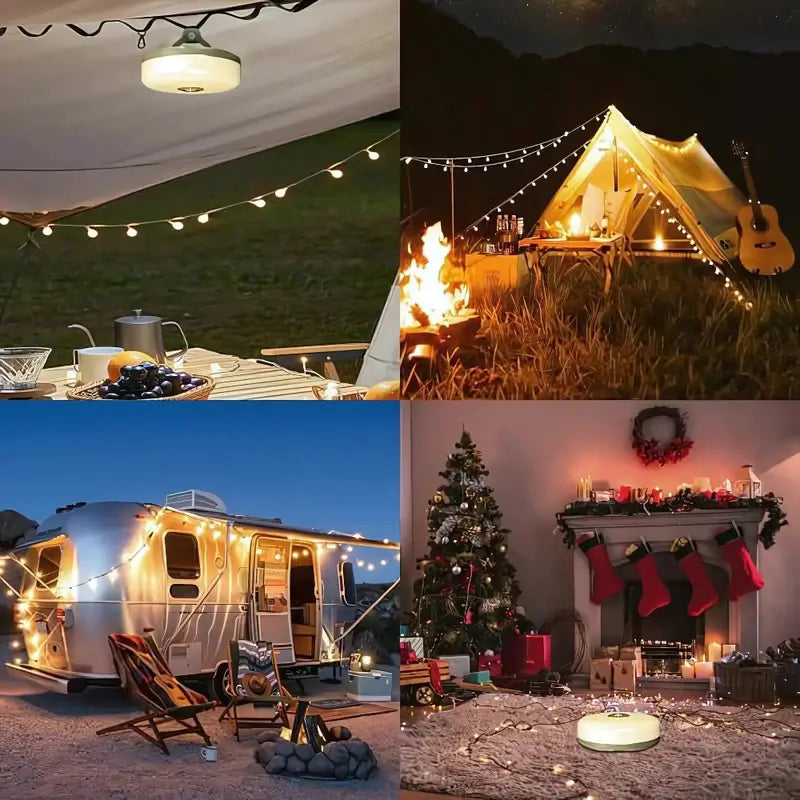 Avtoit | 4 in 1 Camp Light – Portable Camping Lantern, String Lights with 8 Lighting Modes, Rechargeable Power Bank for Outdoor Adventures