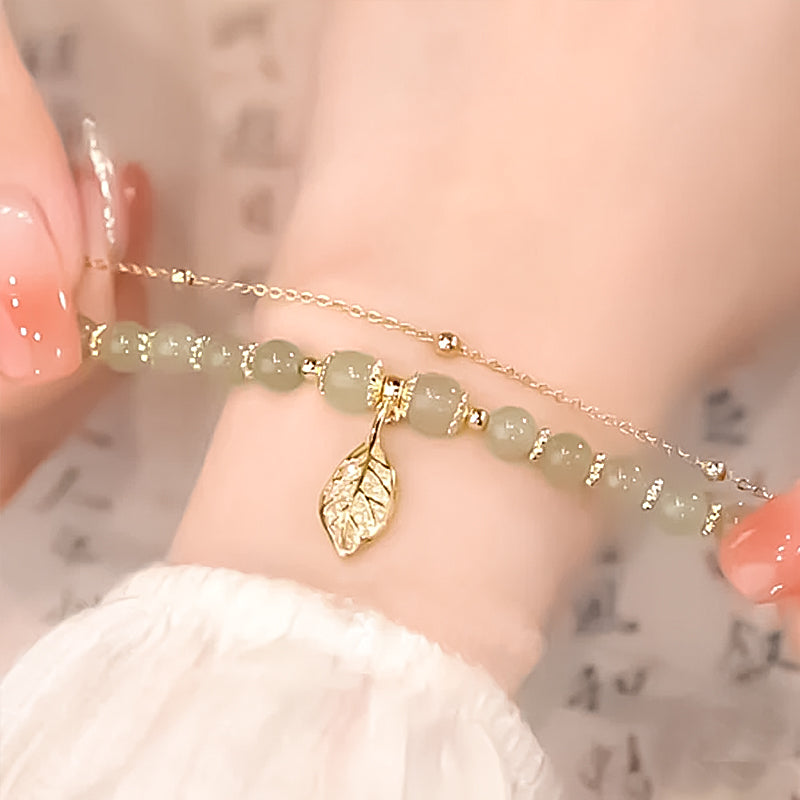 Avtoit | Hetian Jade Bracelet with Leaf