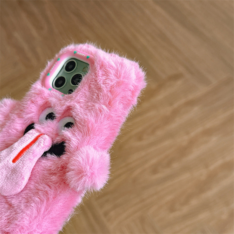 Avtoit | Funny Tongue Sticking Out Plush Phone Case For iPhone