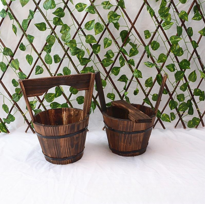 Avtoit | Wooden Bucket Planter in Barrel Design for Garden and Terrace – Decorative Flower Pots made of Wood