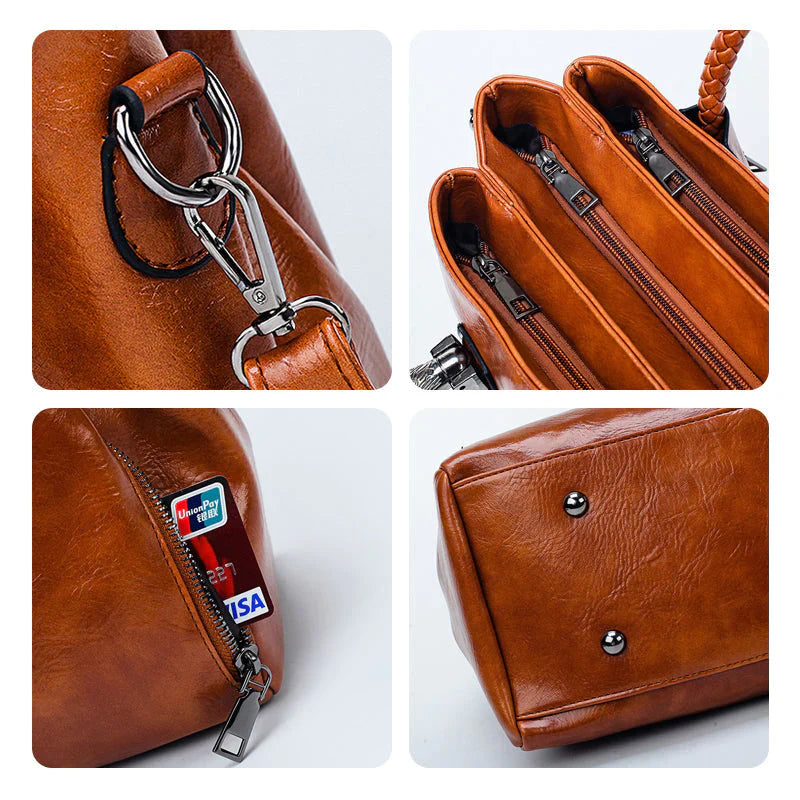 Avtoit | New oil wax leather handbags Boston soft leather large tote bag