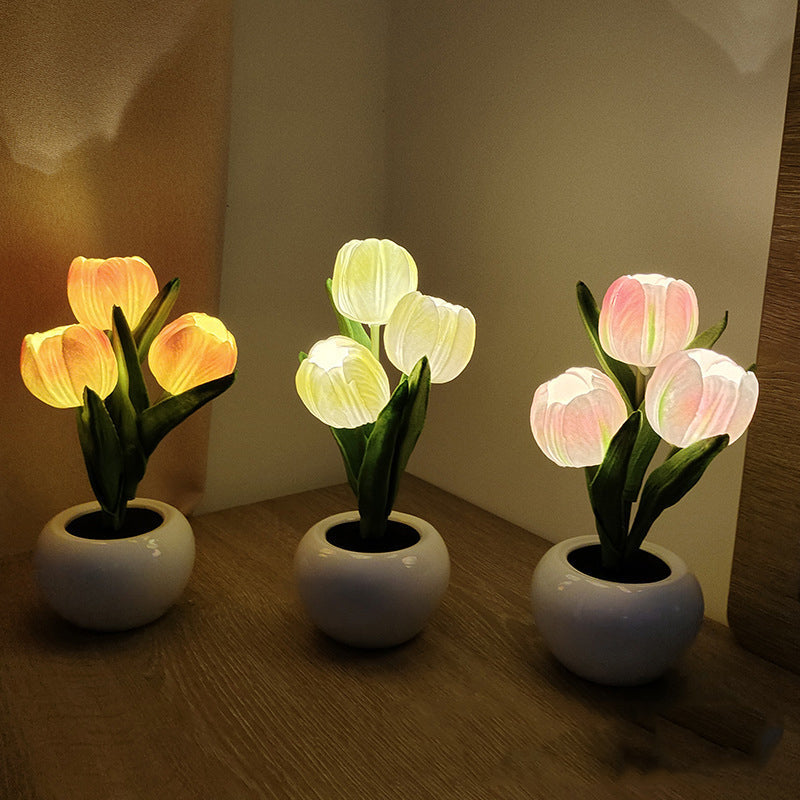 Avtoit | LED Tulip Nightstand Lamp Flower Table Lamp