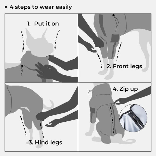 Avtoit | Waterproof Dog Coat with Legs – Reflective Dog Rain Jacket for Small & Large Breeds | Best Rain Coat for Dogs UK