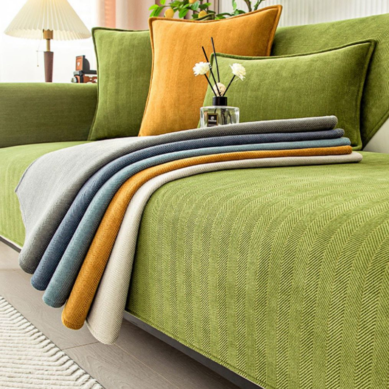 Avtoit | Wavy Check Chenille Fabric Furniture Protector Sofa Cover