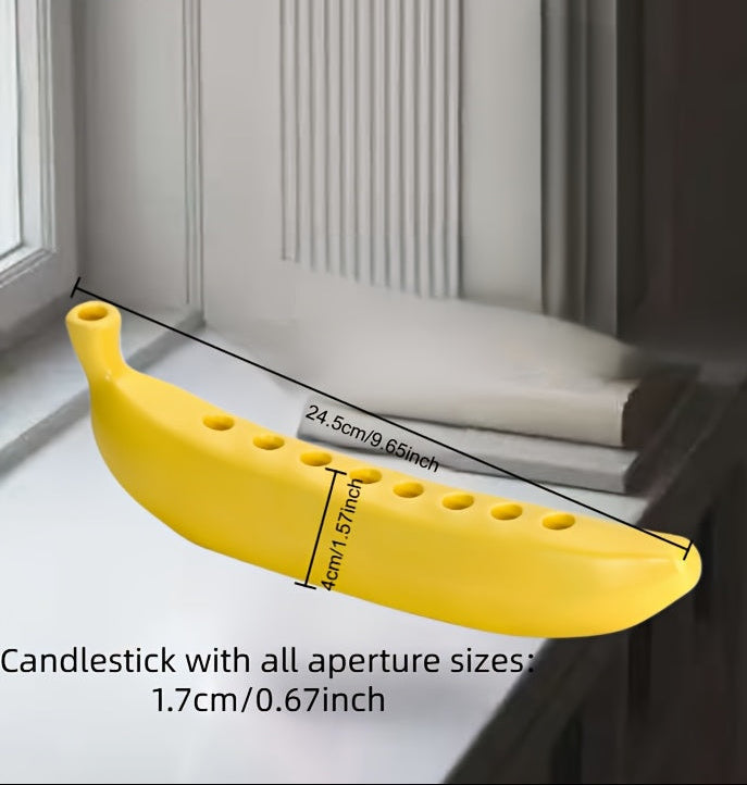 Avtoit | Innovative Ceramic Banana Decorative Candlestick - Fun Candlestick for Hanukkah, Unique Banana Theme Candlestick for Enthusiasts, Parties, Home Lighting, Also Suitable for Christmas, Valentine's Day, Easter, Thanksgiving, Hanukkah Festival Gifts