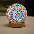 Avtoit | Mosaic glass ball table lamp with wooden base - Turkish Moroccan inspired