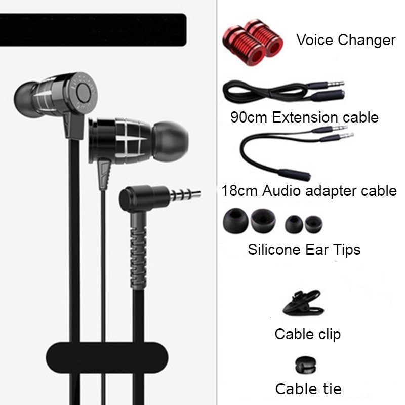 Avtoit | In-Ear Wired Earphones with Microphone, Extended 3.5mm Y-Splitter, 2 Voice Changers and Extension Cable for PC, Laptops, Gaming and Online Meetings