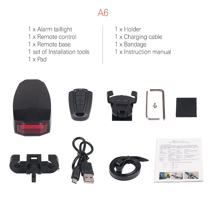 Avtoit | Bicycle Rear Light Remote Control Alarm Lock