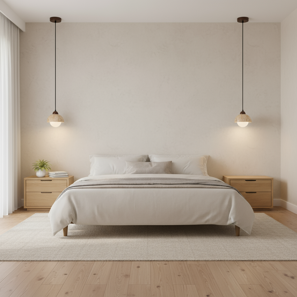 Avtoit | Elegant pendant lamp made of wood and natural marble