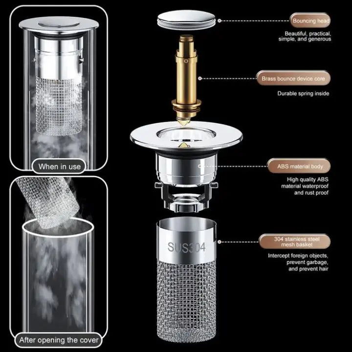 Avtoit | Drain strainer against clogging with pop-up function