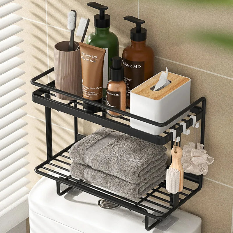 Avtoit | AboveRack | Bathroom Shelf Black No Drilling Narrow