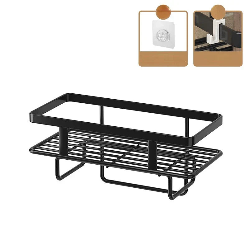 Avtoit | AboveRack | Bathroom Shelf Black No Drilling Narrow