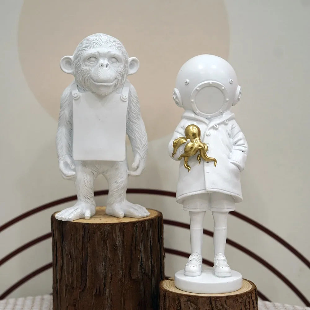Avtoit | Artify Banksy sculpture collection | Flower thrower & balloon girl | Pop art figures | Modern office & home decoration