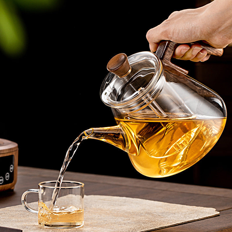Avtoit | Aetheris Glass Brew Teapot – Heat-Resistant Glass Teapot with Wooden Handle & Infuser (900ml)