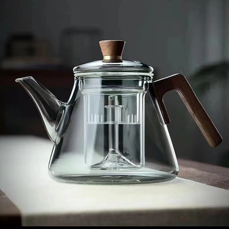 Avtoit | Aetheris Glass Brew Teapot – Heat-Resistant Glass Teapot with Wooden Handle & Infuser (900ml)