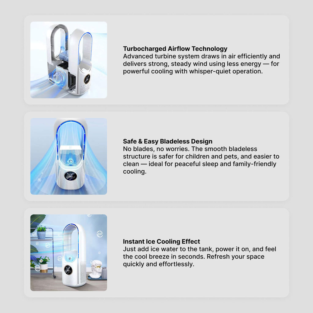 Avtoit | Bladeless Portable Fan | Ultra-Quiet, Ergonomic Design & Ideal for Home and Office Use
