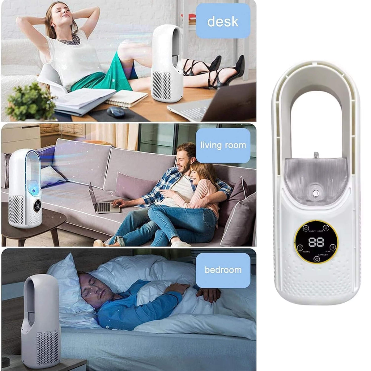 Avtoit | Bladeless Portable Fan | Ultra-Quiet, Ergonomic Design & Ideal for Home and Office Use
