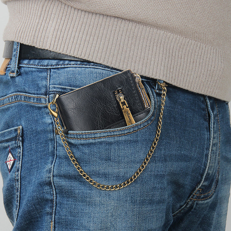 Avtoit | Men's RFID Wallet with Chain, Retro Bifold Card Holder Wallet
