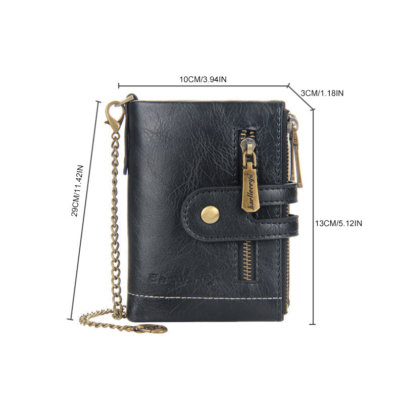 Avtoit | Men's RFID Wallet with Chain, Retro Bifold Card Holder Wallet