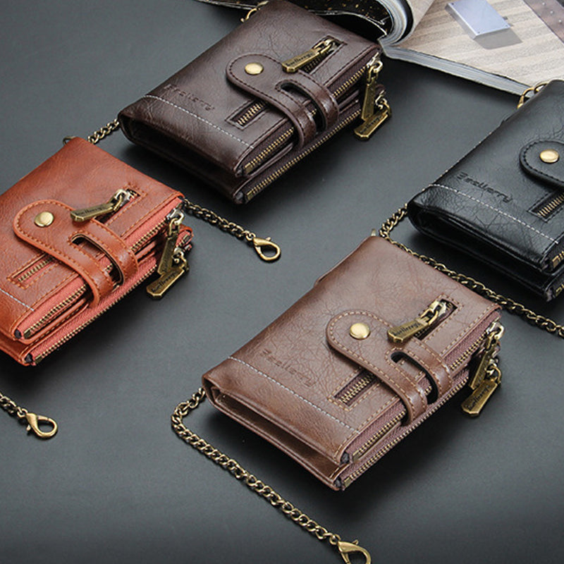 Avtoit | Men's RFID Wallet with Chain, Retro Bifold Card Holder Wallet