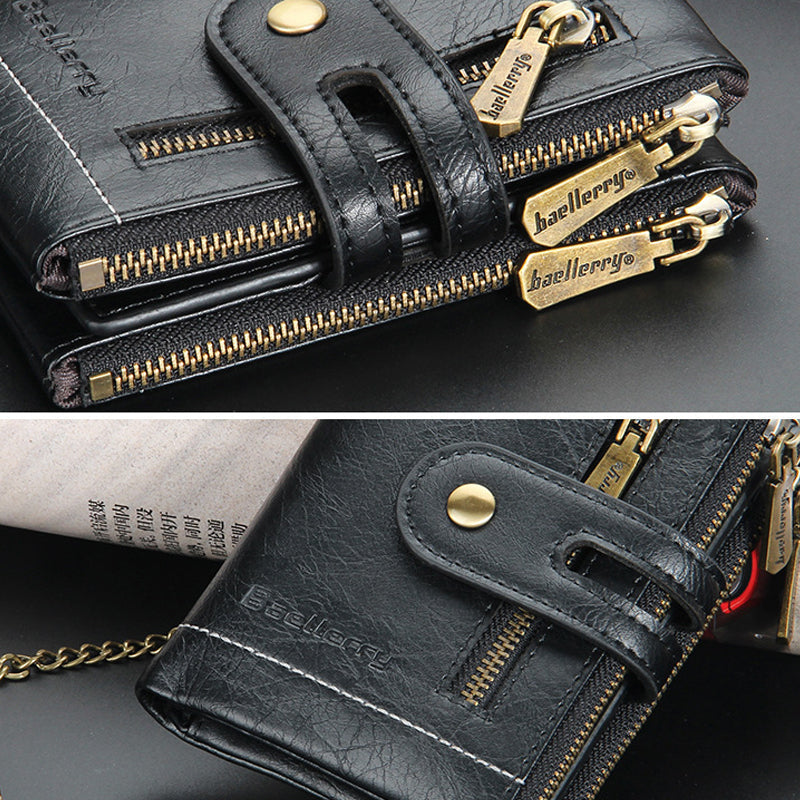 Avtoit | Men's RFID Wallet with Chain, Retro Bifold Card Holder Wallet