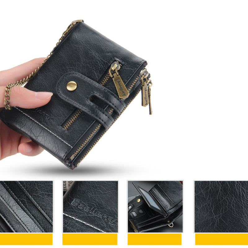 Avtoit | Men's RFID Wallet with Chain, Retro Bifold Card Holder Wallet