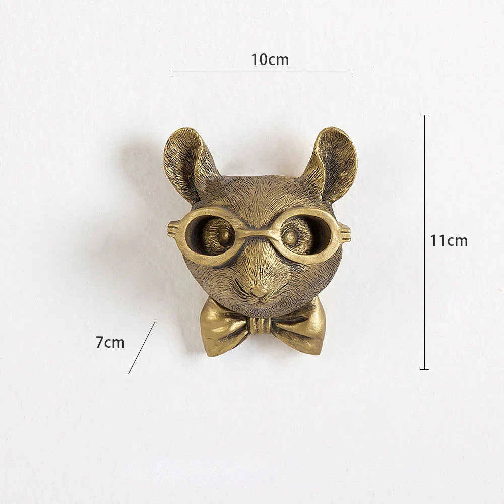 Avtoit | Antique Bronze Resin Animal Pendant Golden Deer Head Wall Storage Hook Background Wall Accessories Decorative Figures