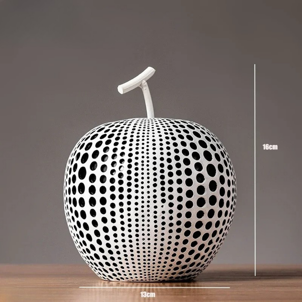 Avtoit | MonoApple Apple Sculpture – black-and-white polka dot pattern