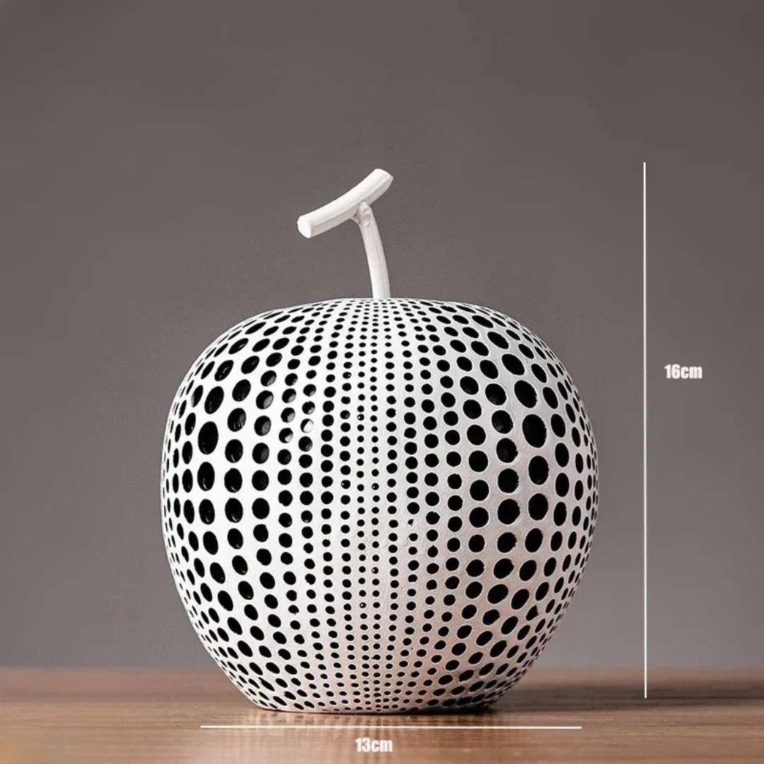 Avtoit | MonoApple Apple Sculpture – black-and-white polka dot pattern