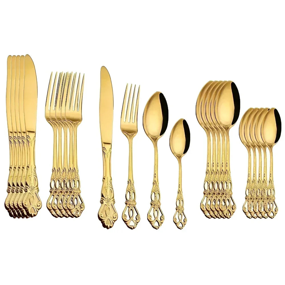 Avtoit | Aurique – 24-Piece Stainless Steel Cutlery Set with Elegant Engraving