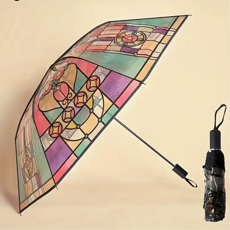 Avtoit | Automatic Umbrella – Vintage Design with Stained Glass and Wind PRedection