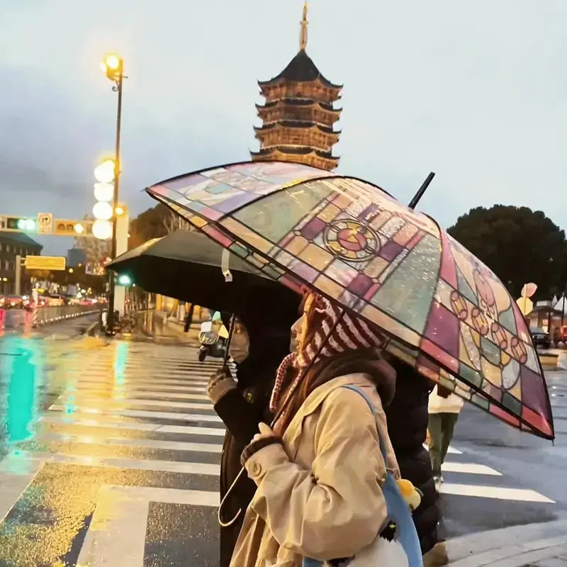Avtoit | Automatic Umbrella – Vintage Design with Stained Glass and Wind PRedection