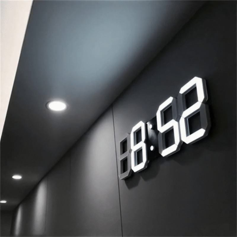 Avtoit | Modern 3D-LED Wall Clock Black | Digital Kitchen Clock Eye-Catcher