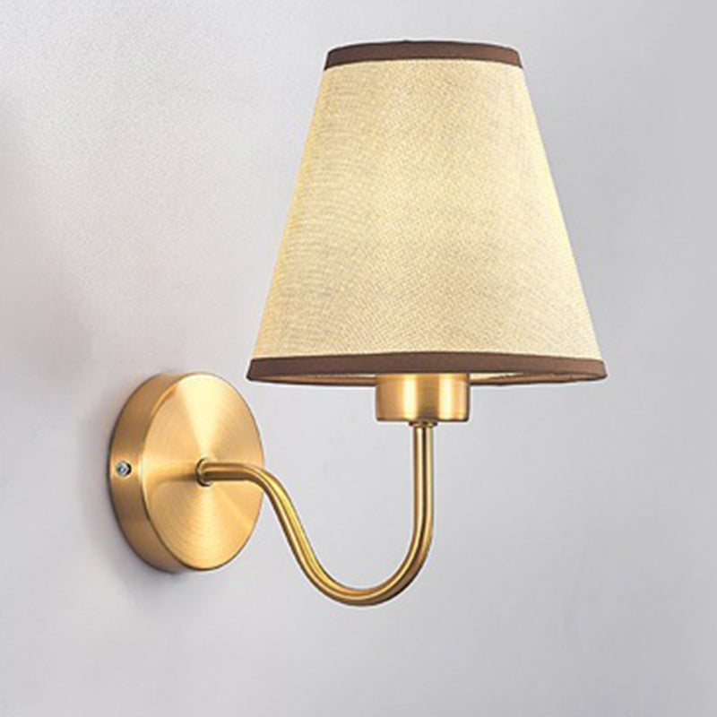 Avtoit | Contemporary Nordic Round Curved Rod Iron Fabric Shade 1-Light Wall Light Lamp for Living Room