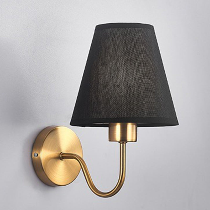 Avtoit | Contemporary Nordic Round Curved Rod Iron Fabric Shade 1-Light Wall Light Lamp for Living Room