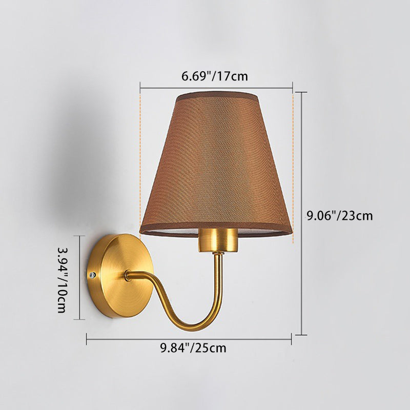 Avtoit | Contemporary Nordic Round Curved Rod Iron Fabric Shade 1-Light Wall Light Lamp for Living Room
