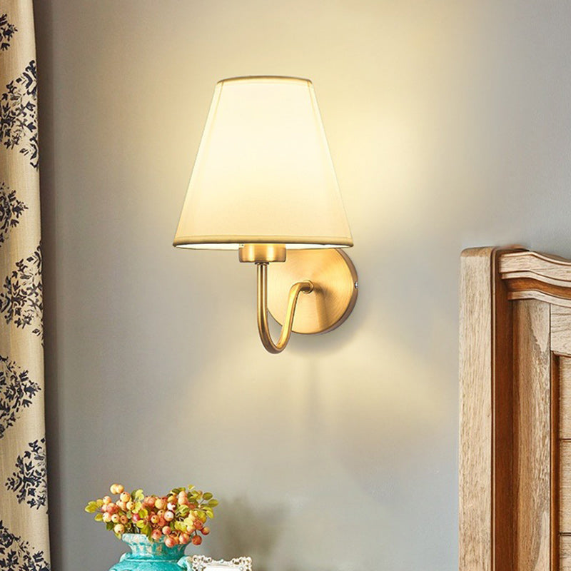 Avtoit | Contemporary Nordic Round Curved Rod Iron Fabric Shade 1-Light Wall Light Lamp for Living Room