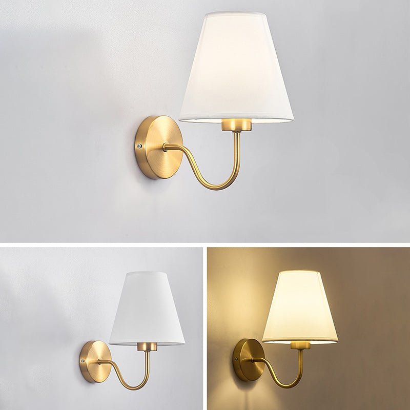 Avtoit | Contemporary Nordic Round Curved Rod Iron Fabric Shade 1-Light Wall Light Lamp for Living Room