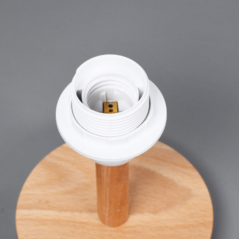 Avtoit | Traditional Japanese Cylinder Wood Fabric 1-Light Table Lamp for the Living Room