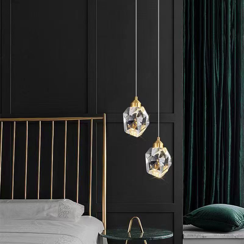 Avtoit | Luxury Diamond Cube Crystal Iron LED Pendant Light For Bedroom