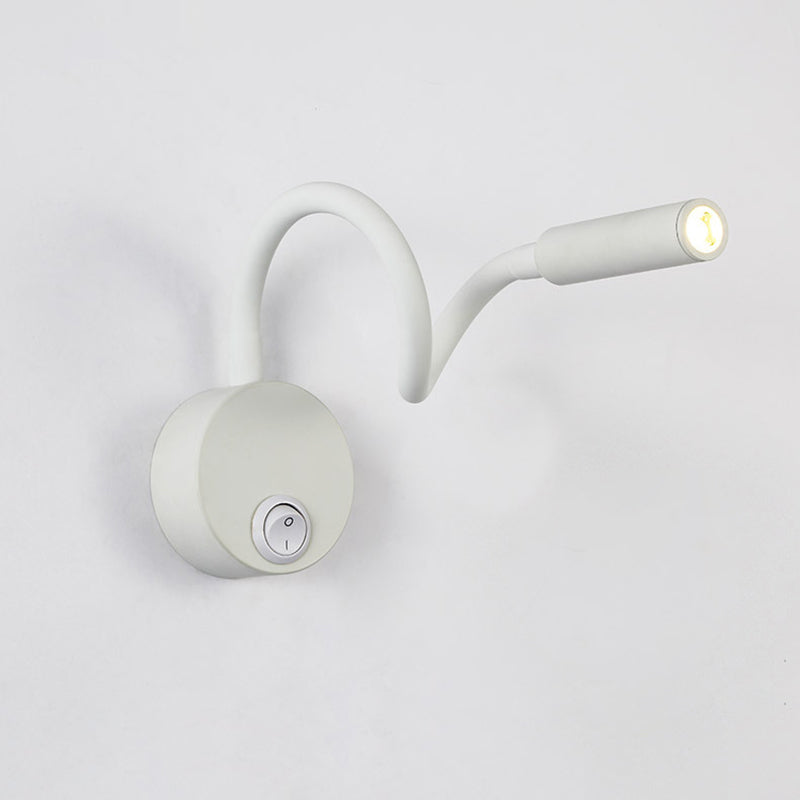 Avtoit | Modern Minimalist Iron Round Flexible Bend Tube LED Reading Lamp Wall Sconce Lamp for Bedroom
