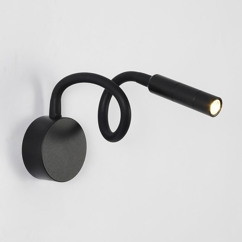 Avtoit | Modern Minimalist Iron Round Flexible Bend Tube LED Reading Lamp Wall Sconce Lamp for Bedroom