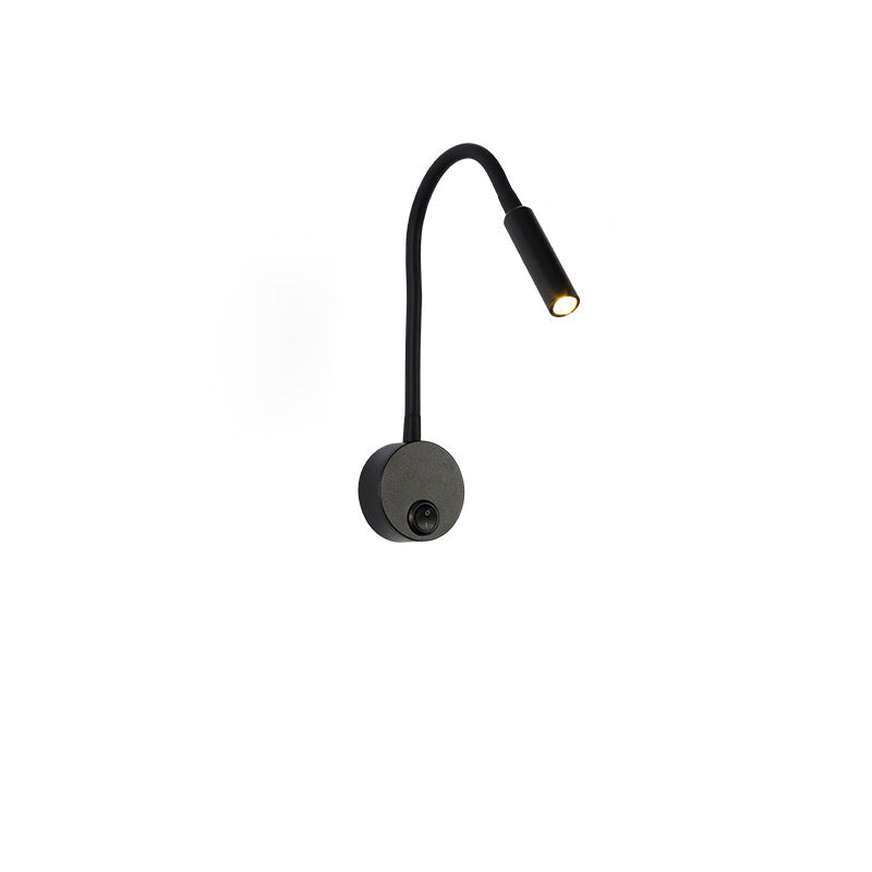 Avtoit | Modern Minimalist Iron Round Flexible Bend Tube LED Reading Lamp Wall Sconce Lamp for Bedroom